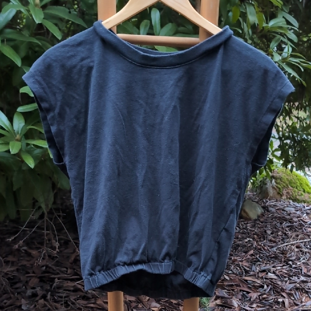 Madewell Creropped Muscle Cut & Synched Black Casual Top